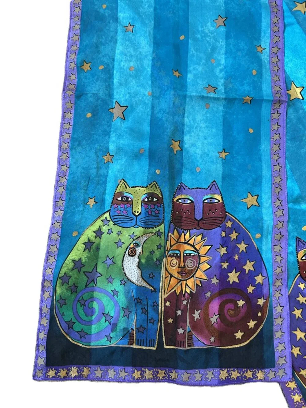 Laurel Burch Celestial Cat Silk Scarf